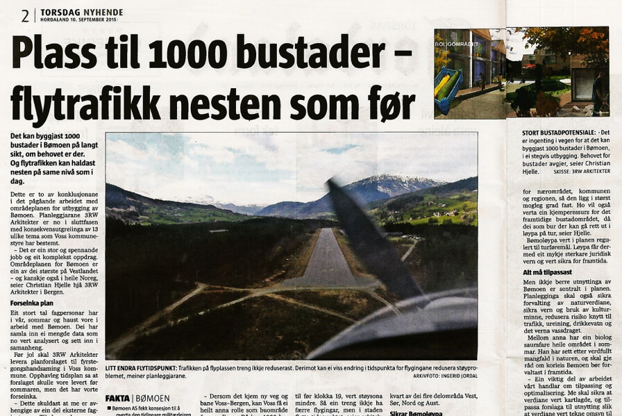 The local newspaper Avisa Hordaland present status of planning work on Bømoen.